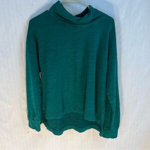 J. Crew Vintage Fleece Green Sweatshirt Turtleneck Pullover Soft Medium 👍